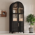 thumbnail image 2 of CQSXDA Versatile 71 Inch Tall Arched Kitchen Pantry Cabinet With Glass Door And Adjustable Shelves,Featuring Hidden Drawer Farmhouse Storage Cupboard, Black, 2 of 20