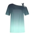 thumbnail image 4 of ABATAB Off One Shoulder Tops for Women Summer Short Sleeve Gradient T-Shirts Dressy Casual Lightweight Trendy Shirt Blouses, 4 of 5