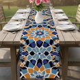 thumbnail image 4 of Morocco Floral Pattern Table Runner, Vintage Tribal Ethnic Orange Blue Flower Cotton Linen Kitchen Table Decoration Washable Dining Tabletop Runners for Home Party Decor 13x60 Inches, 4 of 9