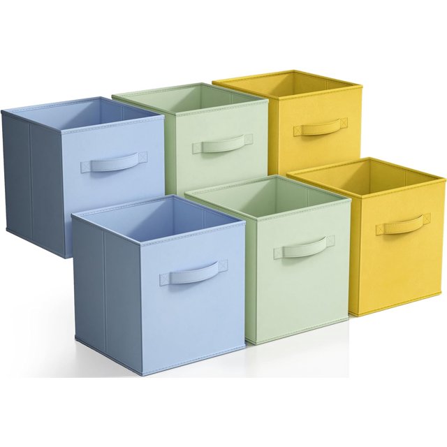 Sorbus Cubos de Almacenamiento de 11" (Paquete de 6) para Guardería, Sala de Juegos y Organización Del Hogar: Azul, Verde y Amarillo