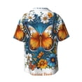 thumbnail image 6 of Lsque Spring Butterfly Flowers print Men's Cuban Collar Short Sleeve Shirt Summer Beachwear Casual Button Down Fashionable Vacation Leisure Shirt-4X-Large, 6 of 7