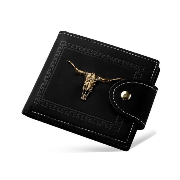 TAZAG Metal bull-decorated men's short wallet