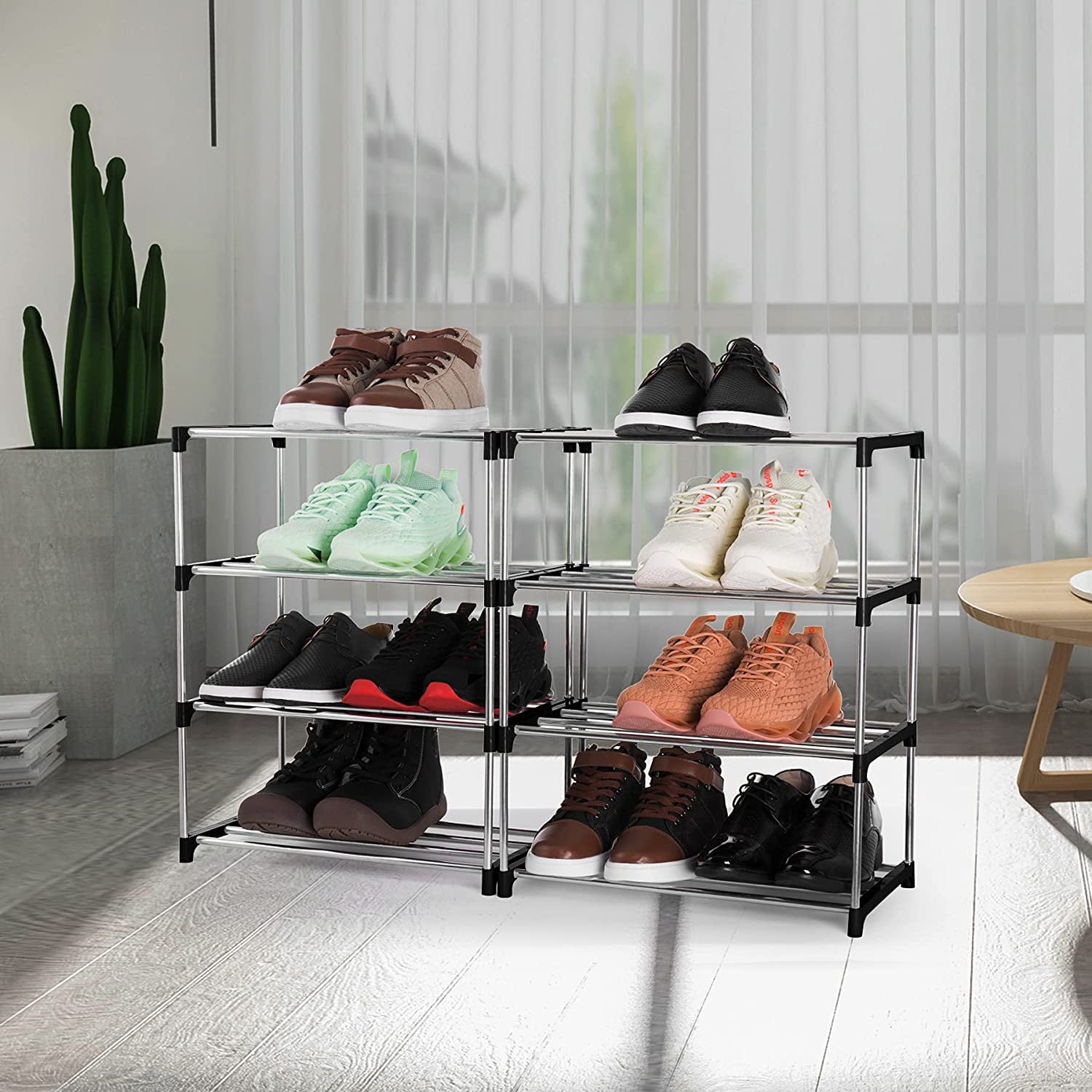 LEGUANG 3-Tier Stackable Shoe Rack Storage Organizer, for Bedroom Closet,  Entryway, Hallway, Expandable & Adjustable, Metal Mesh, Black – Built to  Order, Made in USA, Custom Furniture – Free Delivery