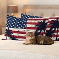 thumbnail image 3 of Independence Day Pillow Covers 2 Pack U. S. Flag Themed Tropical Coconut Tree Seagull Pillowcase Waterproof Outdoor Throw Pillow Cover for Patio Balcony Rectangular Cushion 20”x12”, 3 of 9