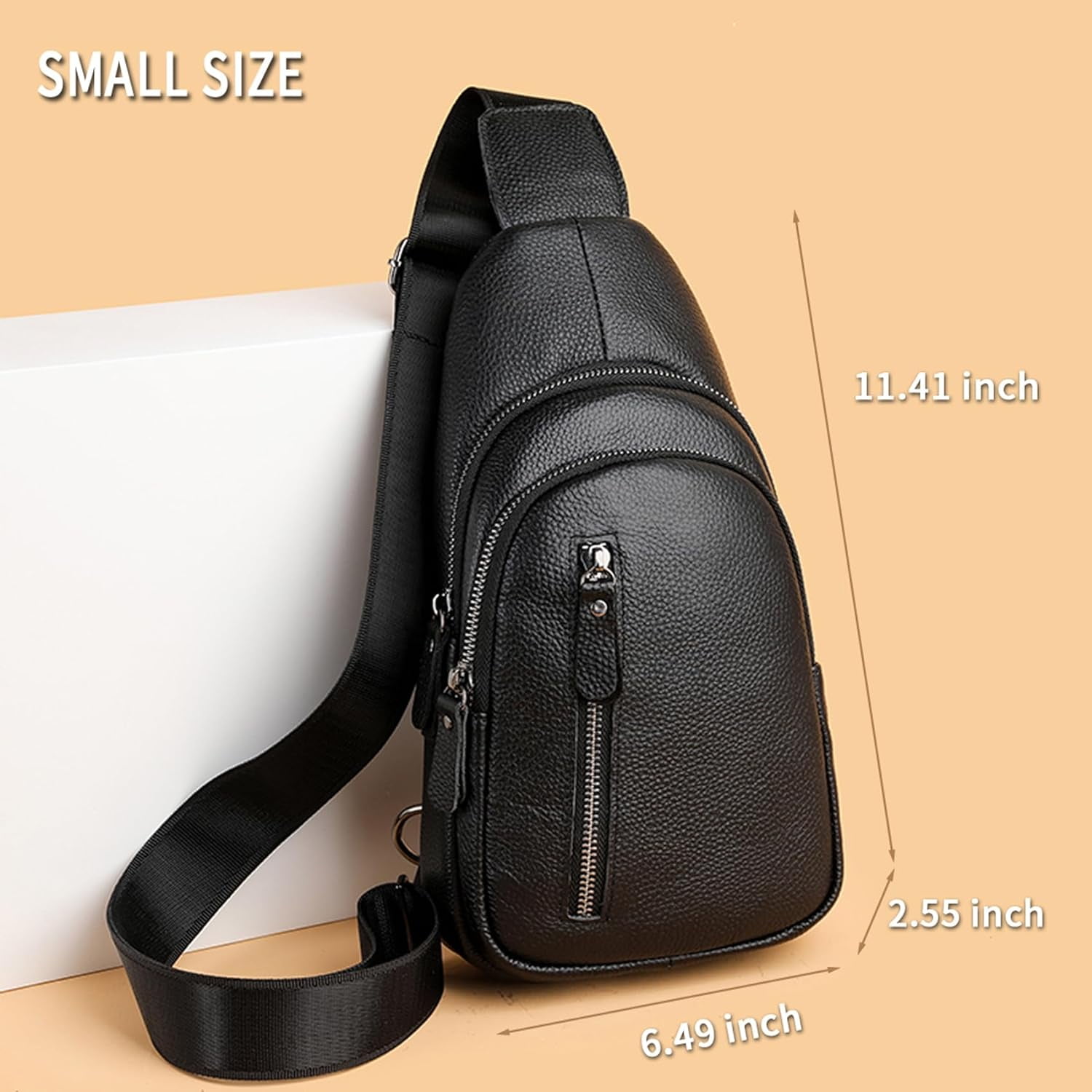 Small Sling Bag for Men Women One Strap Shoulder Crossbody Backpack with USB Charging Port for Hiking Cycling Travel Black