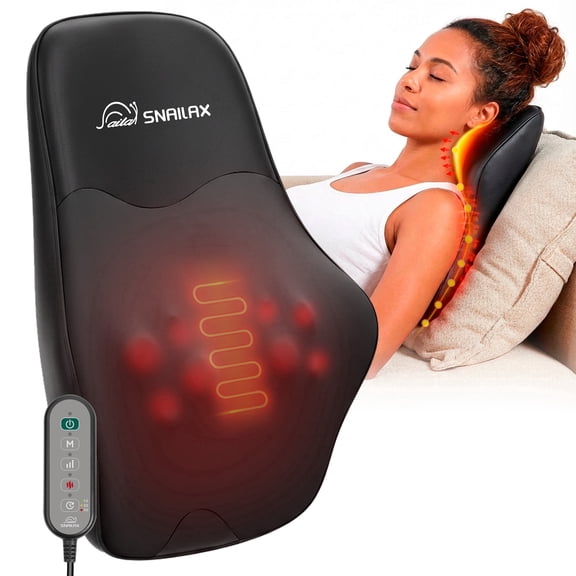 Snailax Shoulder & Lumbar Massager with Heat, 4D Deep Kneading Shiatsu 8 Massage Nodes, Gift