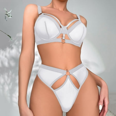 

PEASKJP Womens Cotton Underwear Women Hot Drill Lingerie Lace Suspenders Lace Underwear Mesh Bodysuit For Women White M