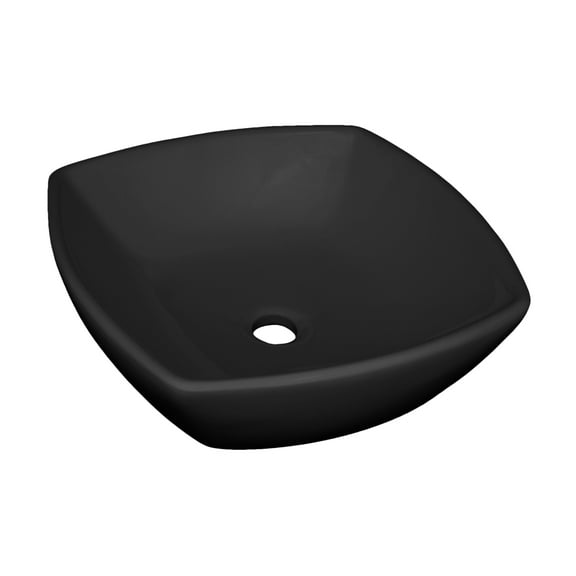 Rok Tulip Square Shaped Vessel Bathroom Sink, Drop-in 16-1/2" x 16-1/2", Black Porcelain