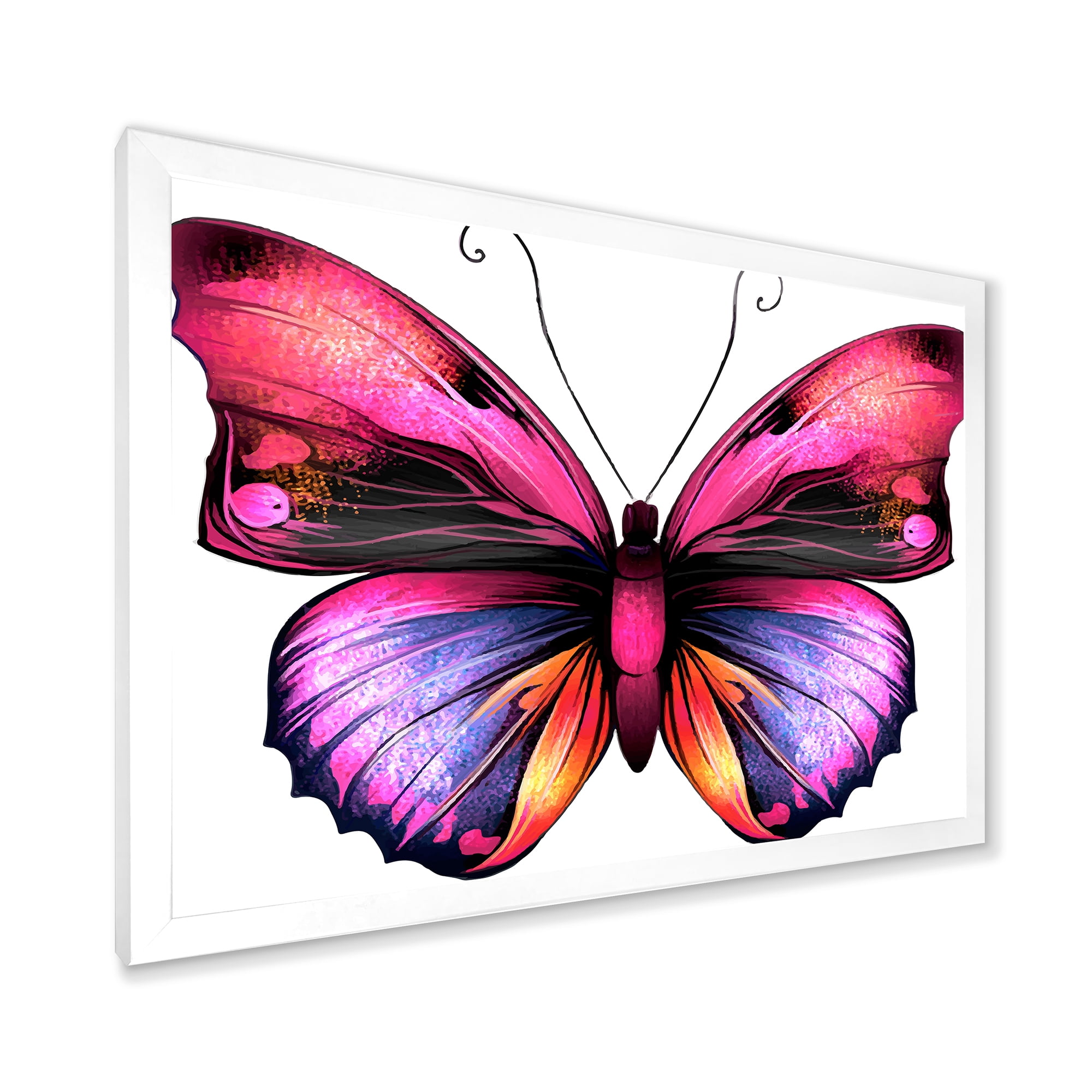Designart 'Portrait Of Bright Pink Butterfly' Modern Framed Art Print