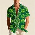 thumbnail image 2 of St. Patricks Day Shirts for Men Short Sleeve Summer Tops Shamrock Graphic T-Shirt Button Down Collared Blouse Casual Hawaiian Shirts, 2 of 8