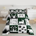 thumbnail image 2 of Feelyou Wildlife Moose Deer Queen Comforter Set, Green Buffalo Bedding Comforter Set, 3pcs, 2 of 8