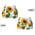 thumbnail image 3 of Sigee Plump Sunflower And Sketch Print Women's High Waist Workout Shorts - Squat Proof, Tummy Control, Yoga and Gym Activewear-Small, 3 of 9