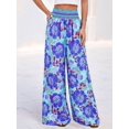 thumbnail image 6 of Wide Leg Pants Woman Summer Smocked Waist Floral Pant Wear Spring Beach Vacation Clothes for Women XL, 6 of 8
