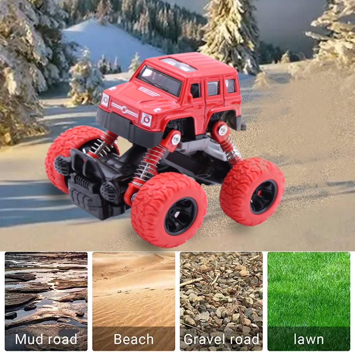 Ficcug 2 Pack Pull Back Cars Toys,Friction Powered Trucks for Kids,Toddler Toys for 1 2 3 4 5 + Year Old Boys Girls