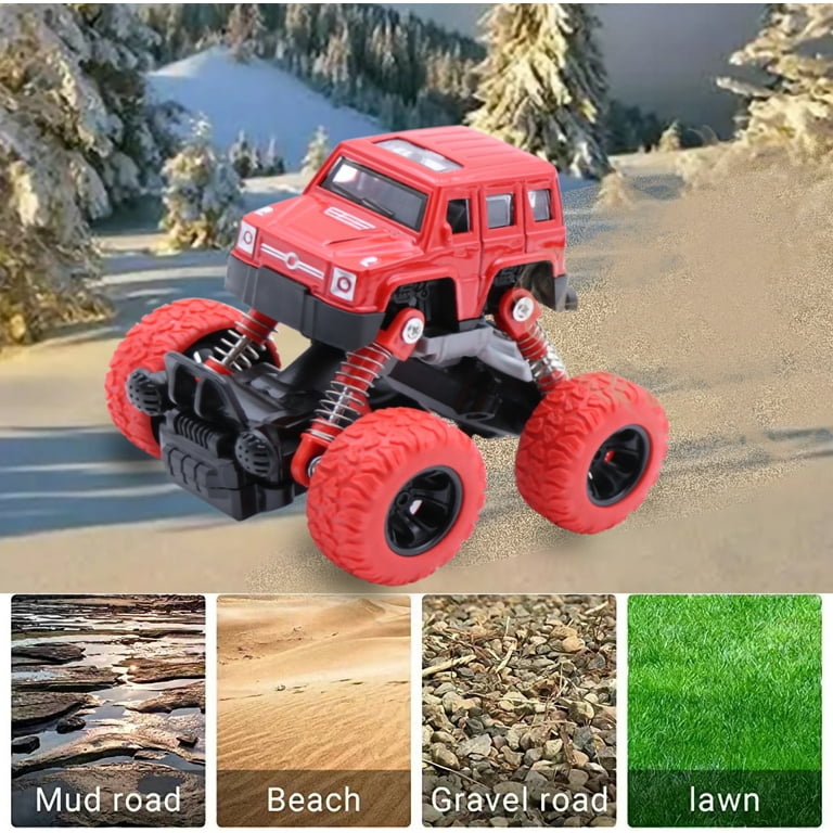 Babyltrl 2 Pack Pull Back Trucks Friction Powered alloy Cars for Kids, Toddler Toys Inertia Car Toys for 2 3 4 5+ Year Old Boys Girls