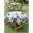 thumbnail image 3 of Outdoor Tablecloth with Umbrella Hole and Zipper, Blue White Pumpkin Round Table Cloth 60 Inch Waterproof Tablecloth, Fall Thanksgiving Eucalyptus Coastal Picnic Table Cover for Patio Camping, 3 of 7