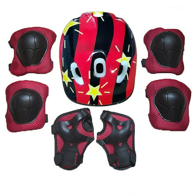 Ensemble de 7 Pcs pour Tout-Petits Filles Garçons, Casque de Protection Genouillères Coudières Protège-Poignets pour Cyclisme Patin Vélo
