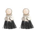 thumbnail image 1 of 2.56in Bohemian Multicolor Tassel Earrings Fringe Drop Earrings Black----Black--Product code 69486 Black, 1 of 4