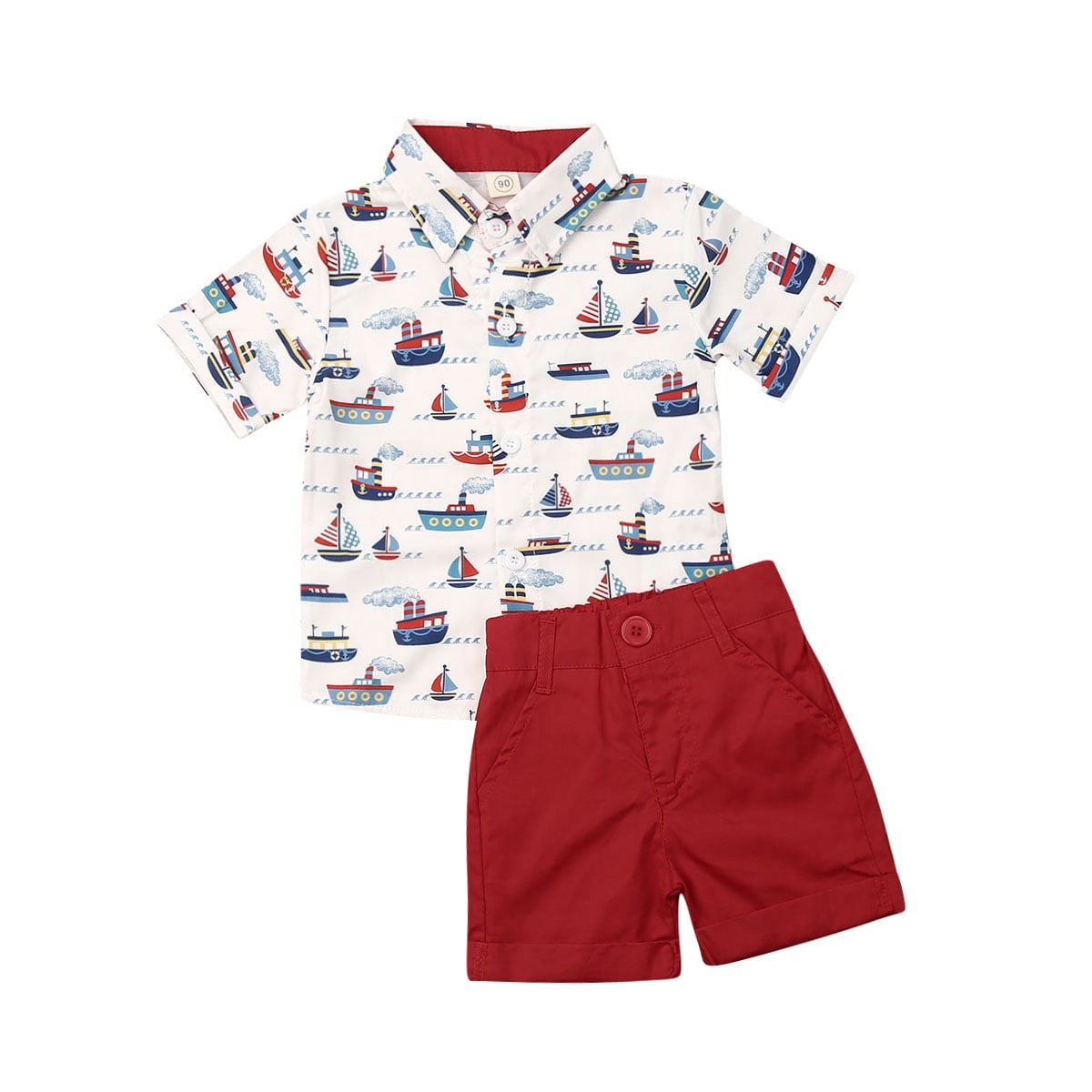 TheFound Toddler Baby Boy Short Sleeve Button Down Shirt Shorts Set 2T ...