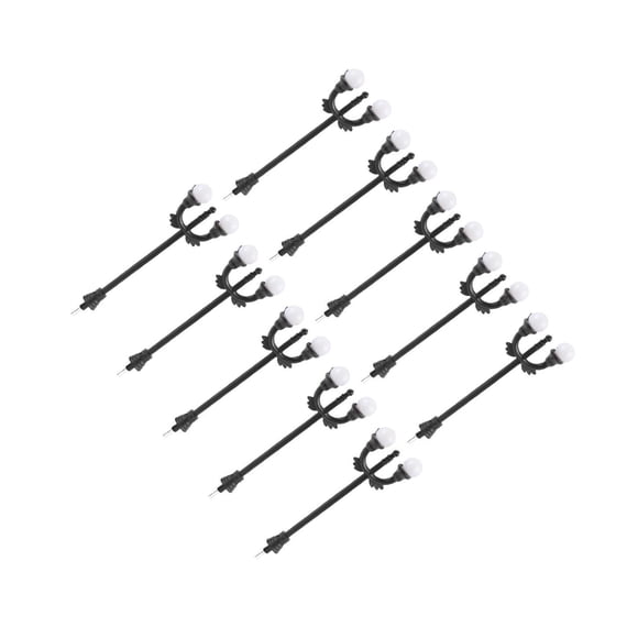 QualitChoice 10Pcs 7cm Model Courtyard Light Wired Lamppost Street LED Lamps