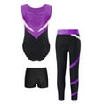 thumbnail image 2 of Hansber Girls Gymnastics Dance Outfits Rhinestone Leotards with Athletic Shorts Leggings And Purple&Black 14, 2 of 7