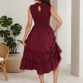 thumbnail image 4 of DHFJKG Summer Dresses For Women Casual Sleeveless Midi Dress Ruffle Hem Smocked Waist Flowy A-Line Beach Vacation Sundress Cozy Dresses, 4 of 8