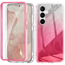 Dteck Built-in Screen Protector Case for Samsung Galaxy S24,Compatible with Mag-Safe Slim TPU PC Full-Body Stylish Shockproof Protective Cover,Rose