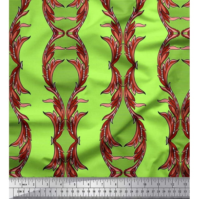 Soimoi Poly Georgette Fabric Stripe & Ogee Damask Print Fabric by Yard 52 Inch Wide