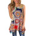 thumbnail image 1 of Women's Summer Sexy Crewneck Printed Blouses Sleeveless Irregular Loose Pullover Tops, 1 of 6