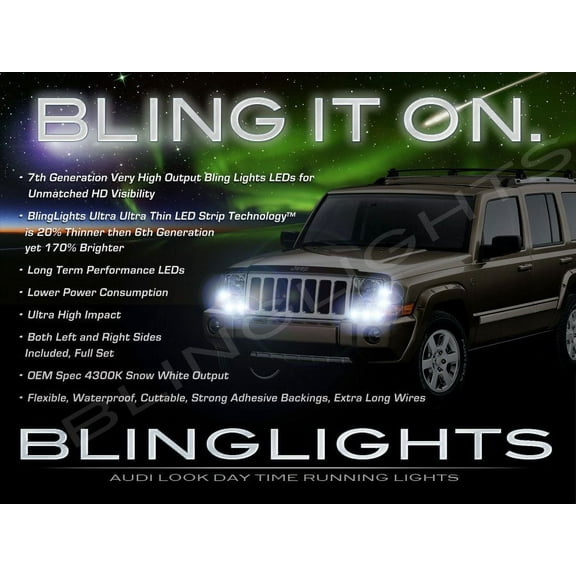 For Jeep Commander LED DRL Head Light Strips Day Time Running Lamps
