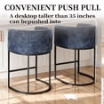 thumbnail image 3 of CRERIYO 26" Counter Height Bar Stools Set of 3, Chenille Upholstered Modern Barrel Bar Chairs with Metal Frame, Blue, 3 of 6