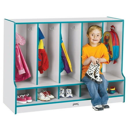 Jonti-Craft Toddler Coat Locker W/step - 5 Sections-Color:Blue,Option:Without Tray