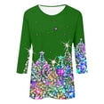 thumbnail image 4 of Fiaer Christmas Women 3/4 Sleeve Shine Tshirts Oversized Crew Neck T Shirts Loose Fit Fashion Comfort Casual Xmas Tops Green L, 4 of 4