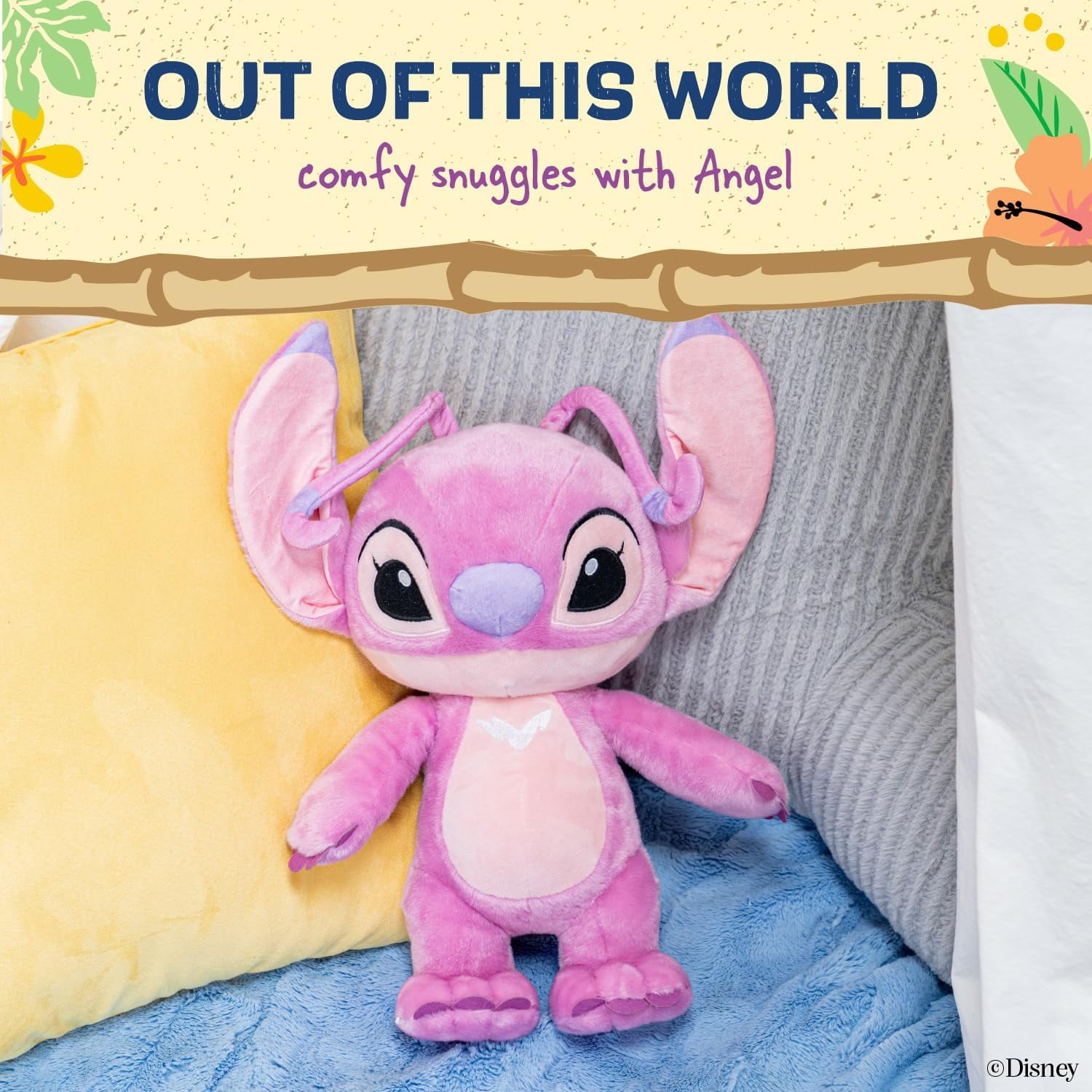Kids Preferred Disney Stitch and Angel 2-Pack bundle, 15 Inch each Stuffed Animals and Plush Toys, Blue and Pink