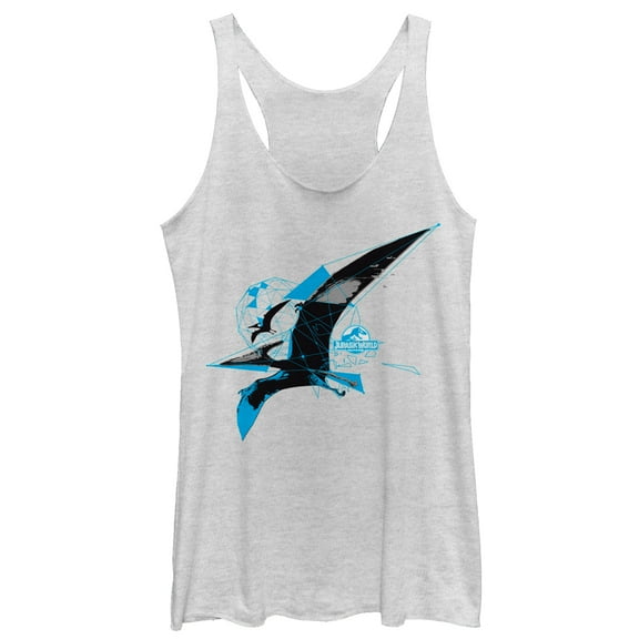 Women's Jurassic World Soaring Pteranodon  Racerback Tank Top White Heather Small