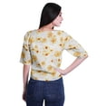 thumbnail image 3 of Moomaya Womens Printed Cotton V-neck Crop Top Elbow Sleeve Summer Clothing Boho Blouse, 3 of 7