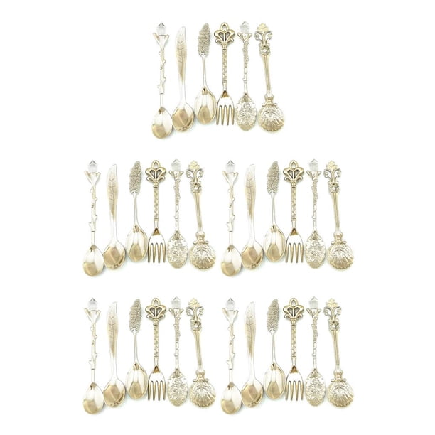 Ounissouiy De vajilla Retro, tenedor, cuchara de aleación, cuchara de cocina, cucharón de cocina, cucharilla de doméstico, cubiertos Type5 NO5