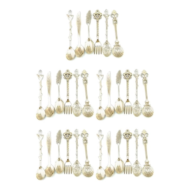 Ounissouiy De vajilla Retro, tenedor, cuchara de aleación, cuchara de cocina, cucharón de cocina, cucharilla de doméstico, cubiertos Type5 NO5