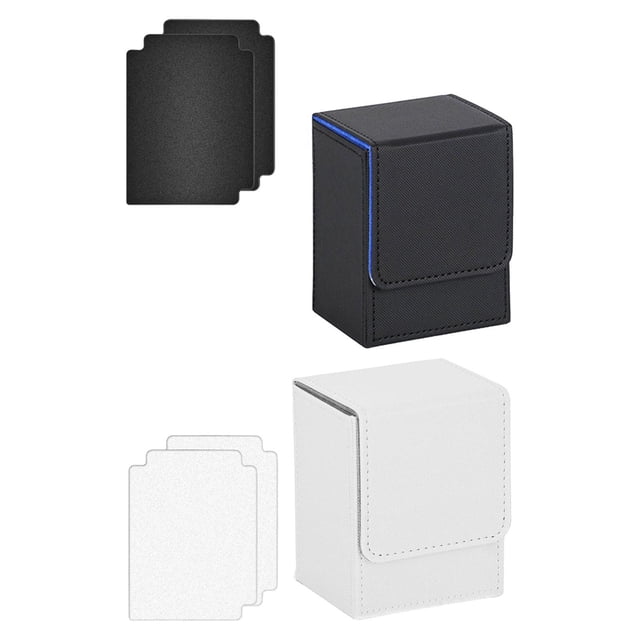 Caja para baraja de cartas de 2 piezas, contenedor que puede contener más de 100 tarjetas, caja de cartas de juego con funda Premium coleccionable de negro