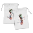 thumbnail image 1 of Pineapple Fabric Pouch Set of 2, Geometric Pineapple Bursting into Scattering Birds Flight Modern Abstract Print, Drawstring Bag for Toiletries Masks and Favors, 9" x 6", Multicolor, by Ambesonne, 1 of 2