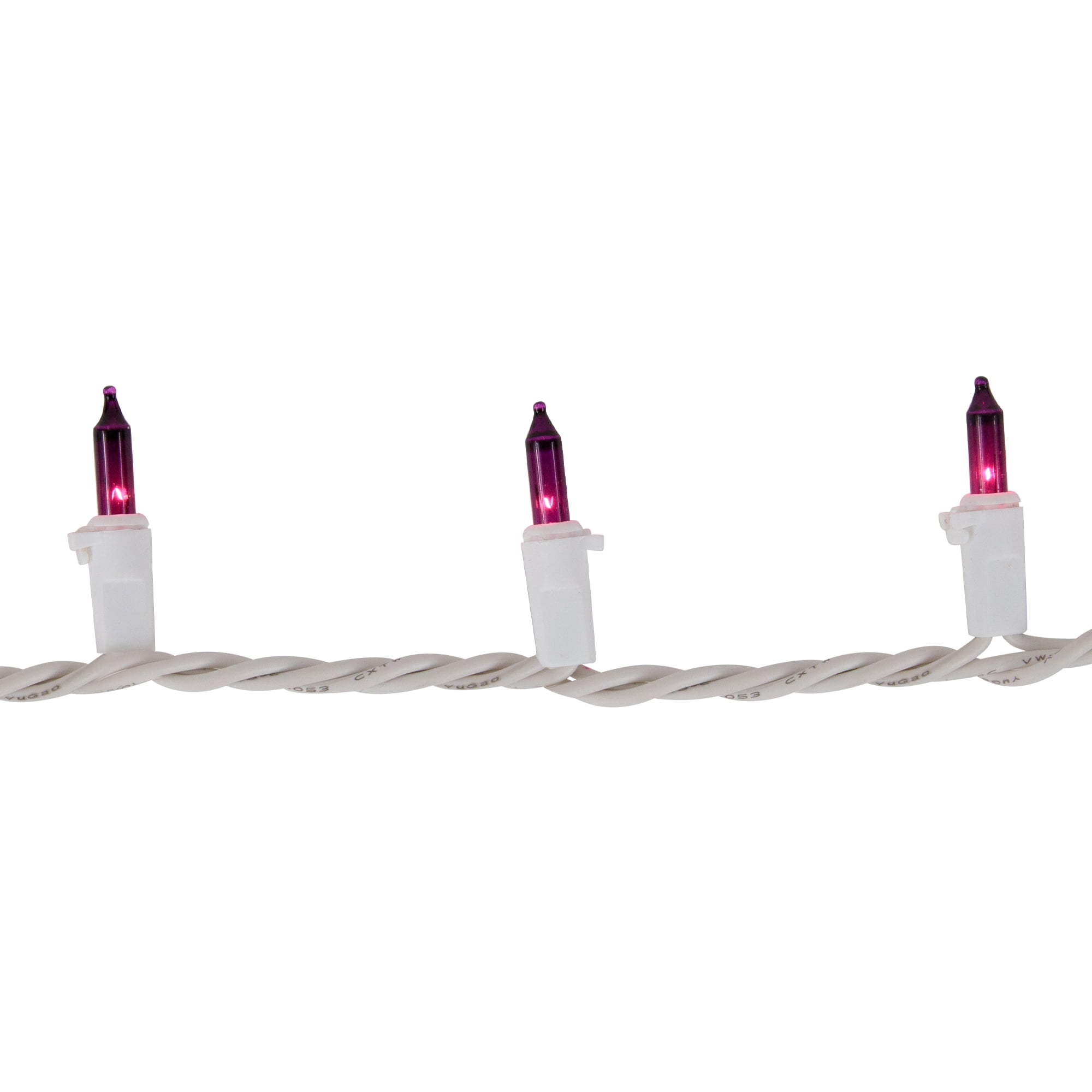 Set of 50 Purple Mini Christmas Lights 2.5" Spacing - White Wire