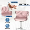 thumbnail image 6 of AWQM Swivel Bar Stool Set of 4, Velvet Upholstered Barstools , Adjustable Counter Height Barstools Kitchen Island Chairs, Bar Chairs Counter Stool with Back & Footrest, Pink, 6 of 6
