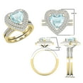 thumbnail image 3 of Dazzlingrock Collection 8mm Heart Aquamarine & Round White Diamond Double Halo Engagement Ring Set for Women (0.65 ctw, Color I-J, Color I1-I2) in 18K Yellow Gold, Size 7, 3 of 5