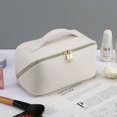 thumbnail image 3 of Bolsa de cosméticos de gran capacidad, bolsa de almacenamiento de cosméticos tejida de PU, funda de almohada, bolsa de viaje impermeable, 3 of 6