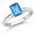 thumbnail image 2 of Gem Stone King 0.97 Ct Emerald Cut Swiss Blue Topaz 10K White Gold Solitaire Engagement Ring (Size 5), 2 of 4