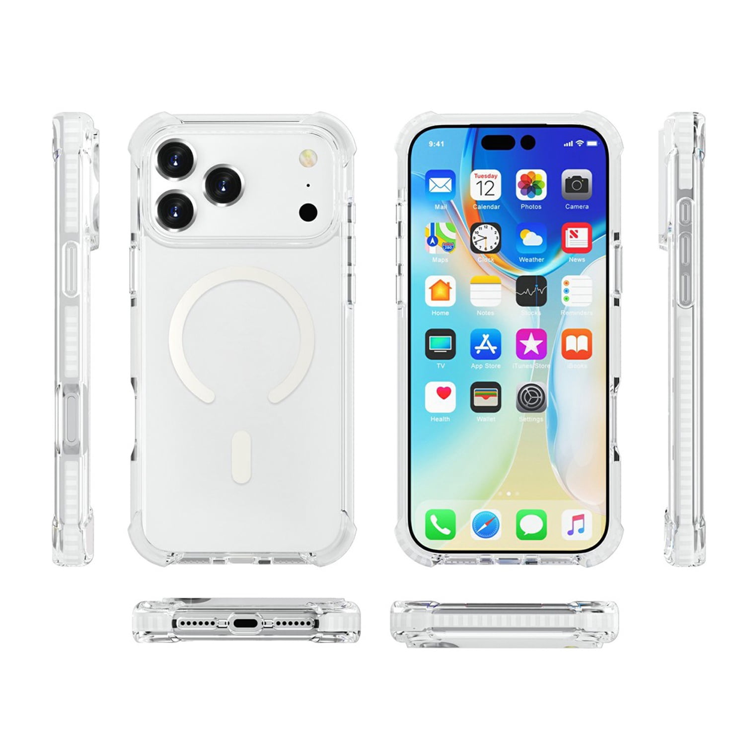 Slim Fit Mesh Sport Cover Compatible with Wireless Charging for iPhone 17 Pro Max - White