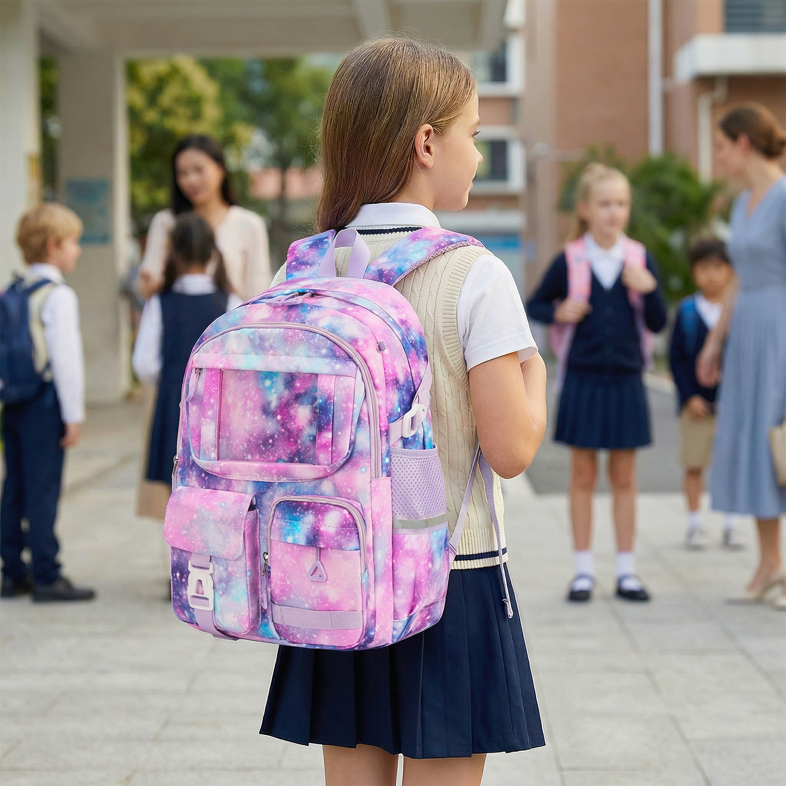 Mochila escolar para adolescentes, set de 3 piezas, para secundaria, ligera y duradera, casual para exteriores, para universidad 8