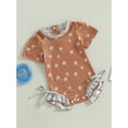 thumbnail image 3 of Coduop Infant Baby Girls Bodysuit Romper Coconut Tree Print Short Sleeve Bowknot Jumpsuits Summer, 3 of 8