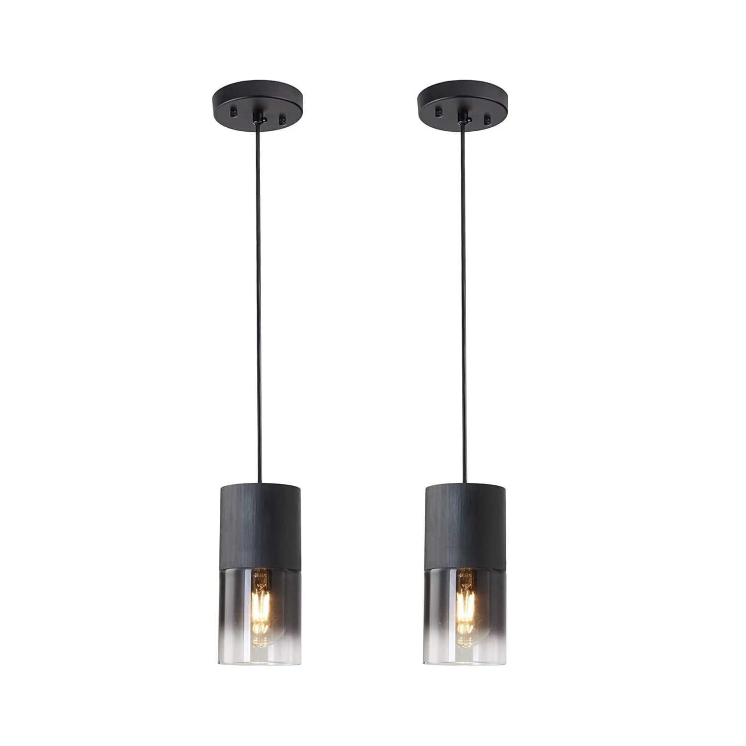2Pack Black Pendant Light Fixtures, Adjustable Modern Pendant Lights