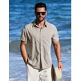 thumbnail image 4 of Camisa LETSEE Beach casual de manga corta con botones para hombre, 4 of 6